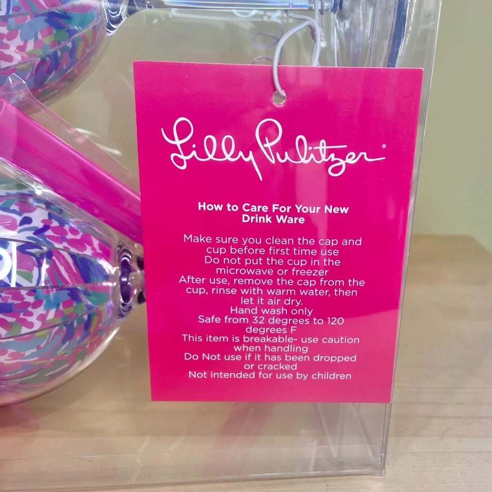LILLY PULITZER SIP SIP Wine Glasses Gumbo Limbo NEW